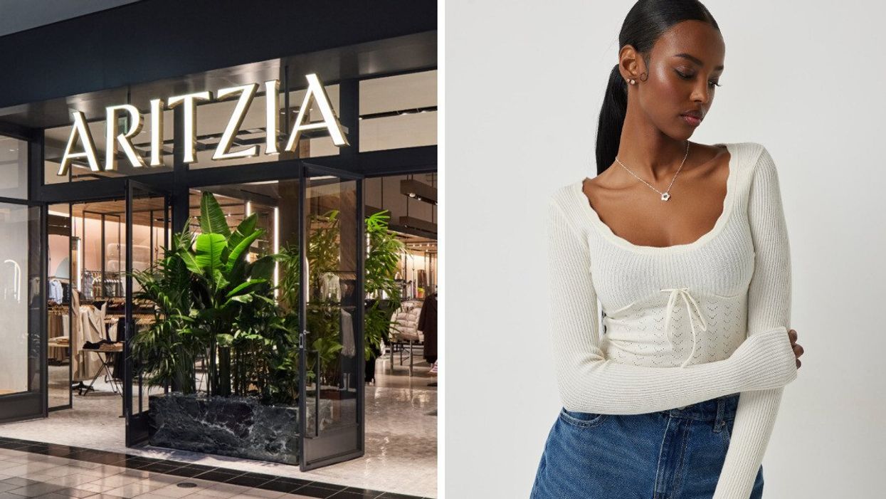 An Aritzia store. Right: A sweater from Ardene.