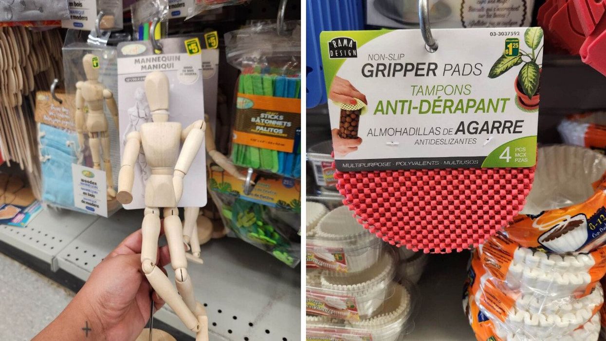 An art mannequin at Dollarama. Right: Gripping pads at Dollarama.