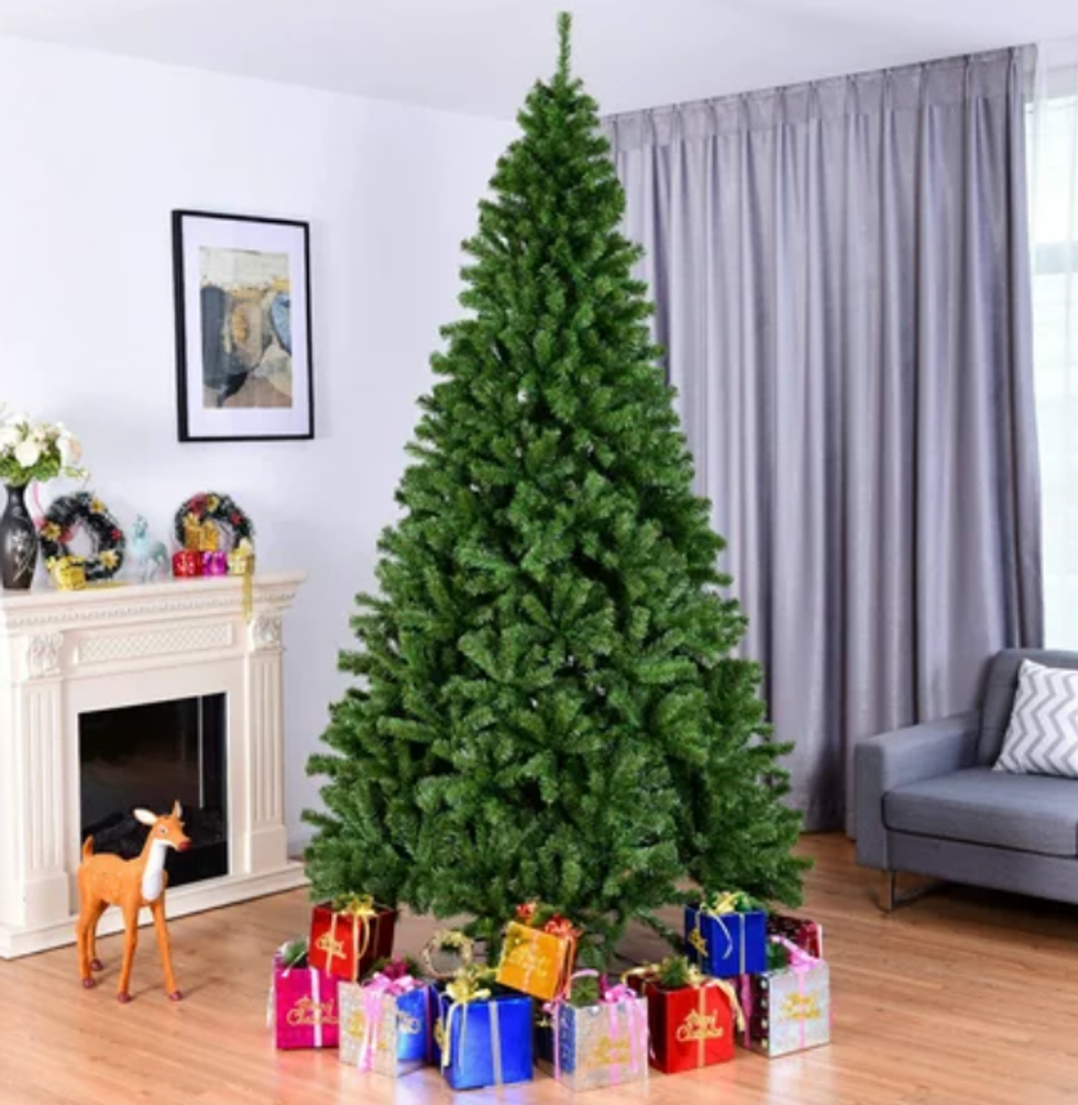 An artificial Christmas tree.