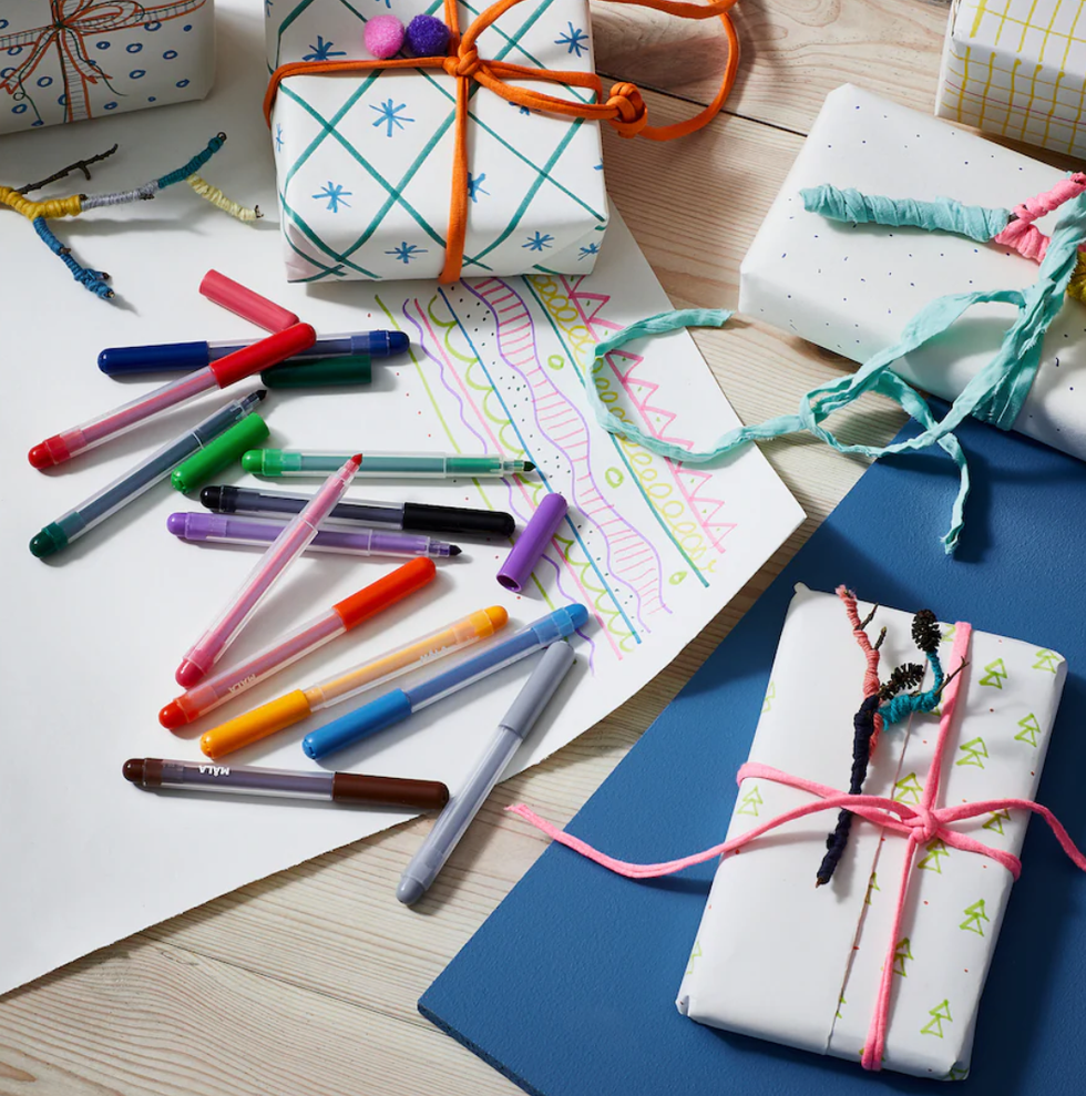 An assortment of colourful markers.