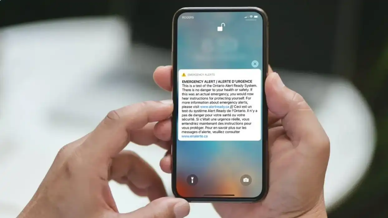 An Emergency Alert test on a mobile device.