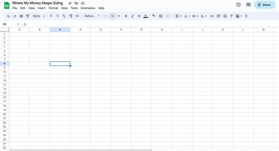 An excel spreadsheet.