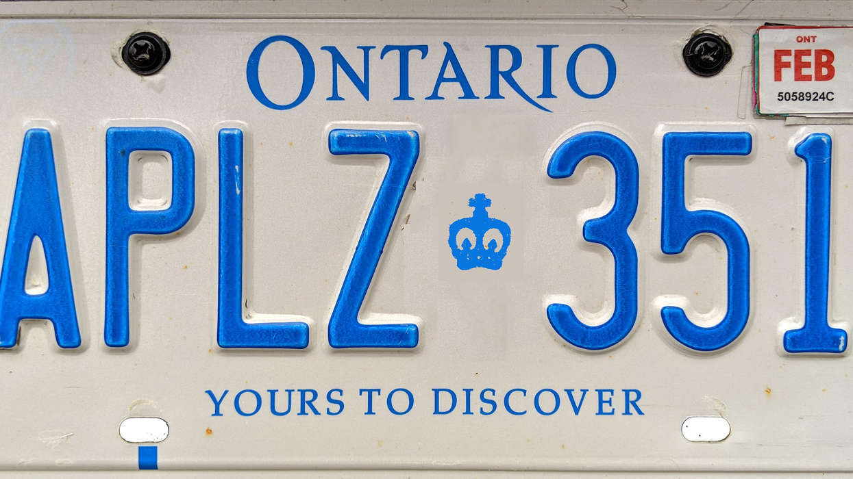 An expired Ontario licence plate.