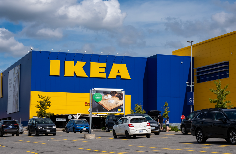 An exterior shot of an Ikea store in Ontario.