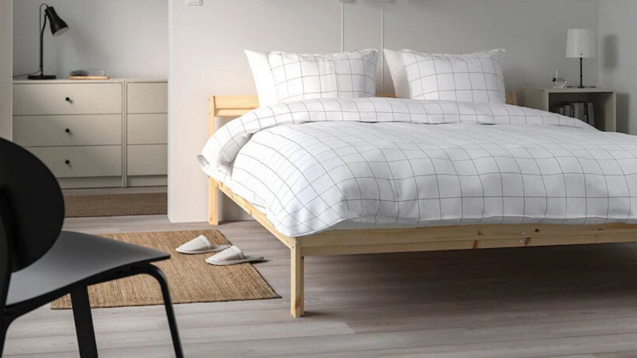 An IKEA bedroom setup.