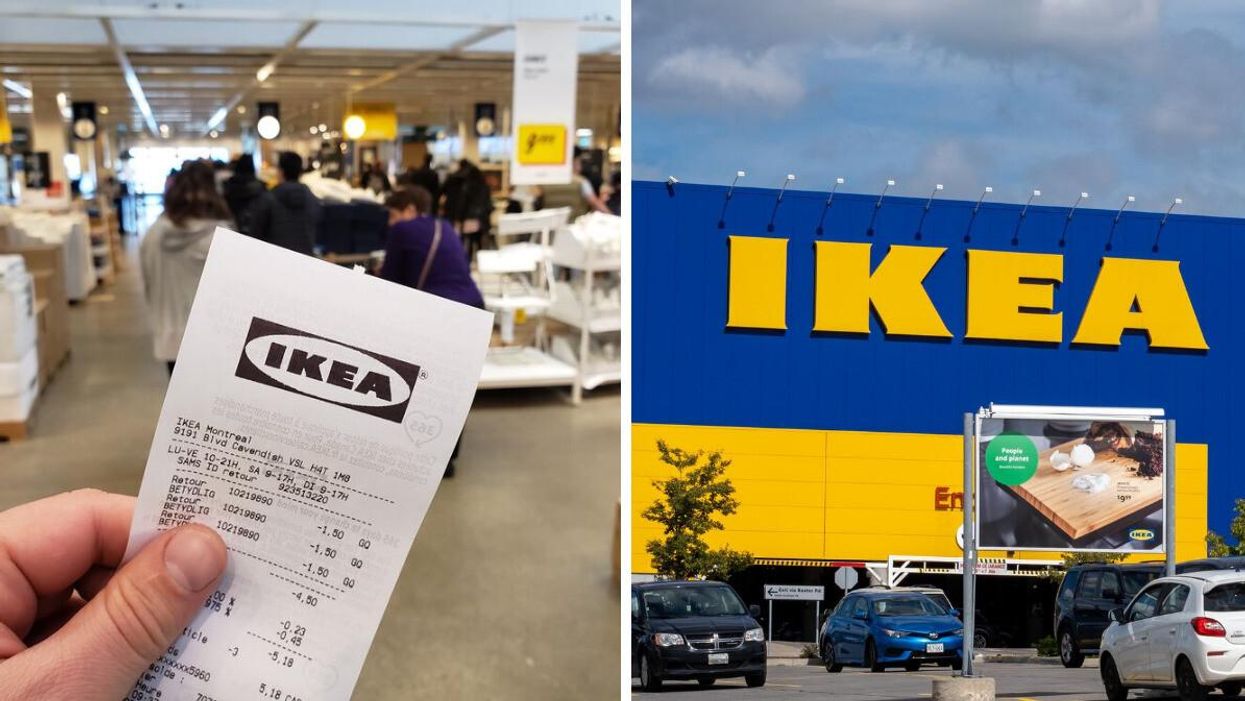 An IKEA receipt. Right: An IKEA store.