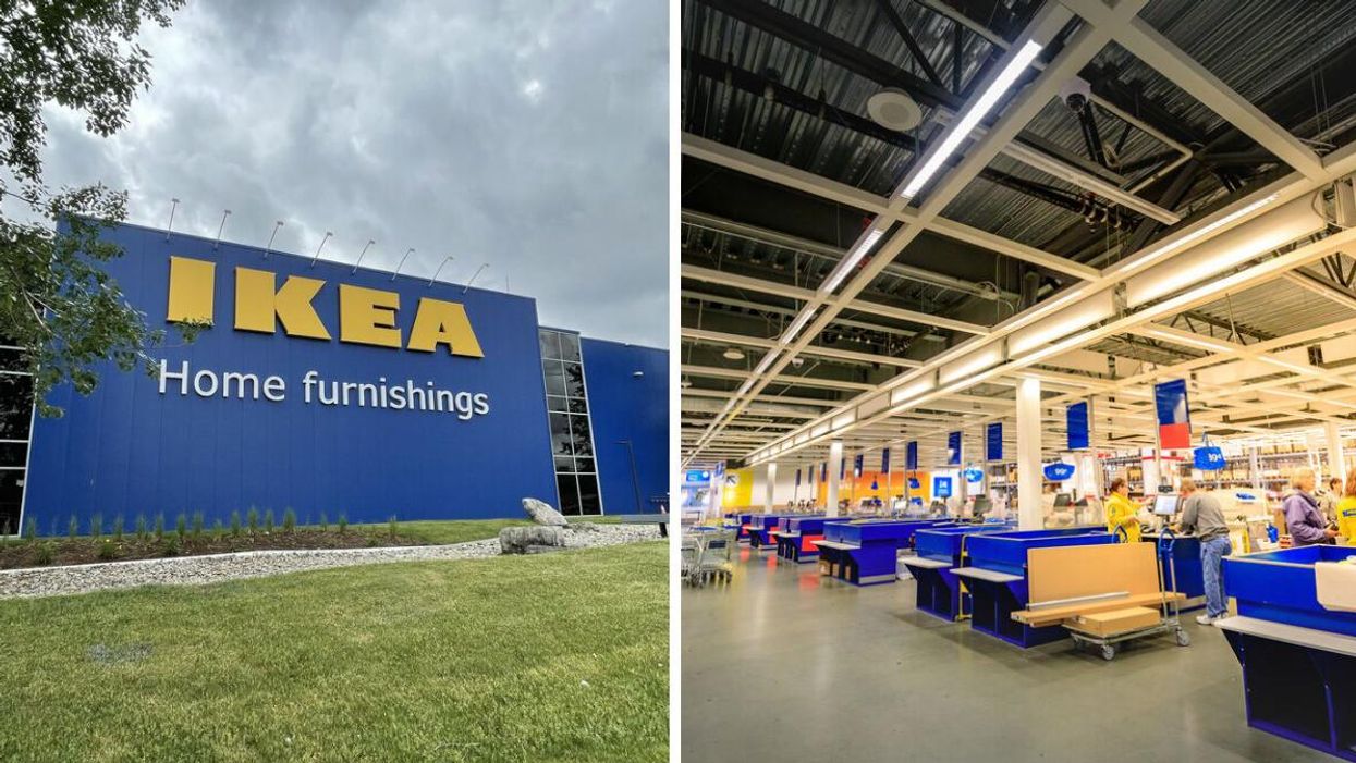 An IKEA Store in Etobicoke, ON. Right: An IKEA cash out area.