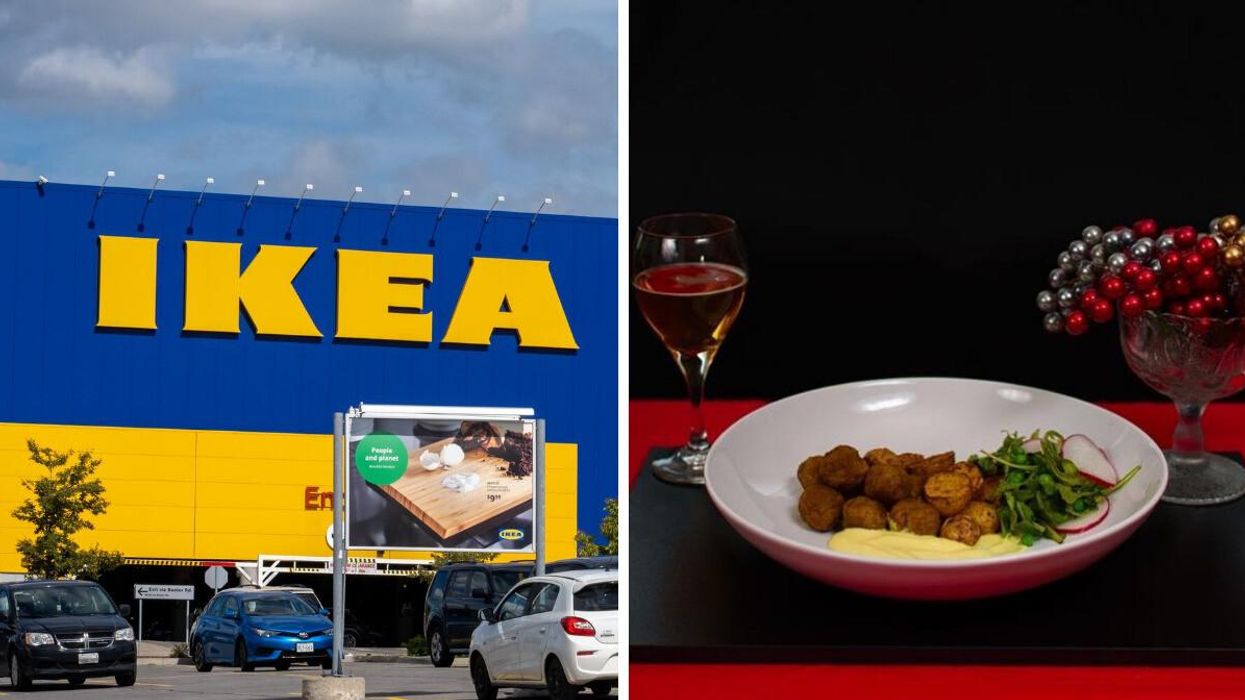 An IKEA store. Right: IKEA's Valentine's Day meal.