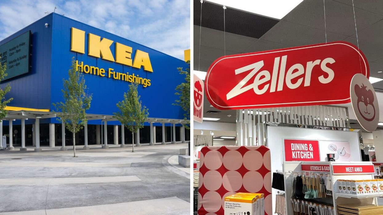 An IKEA store. Right: The interior of a Zellers.