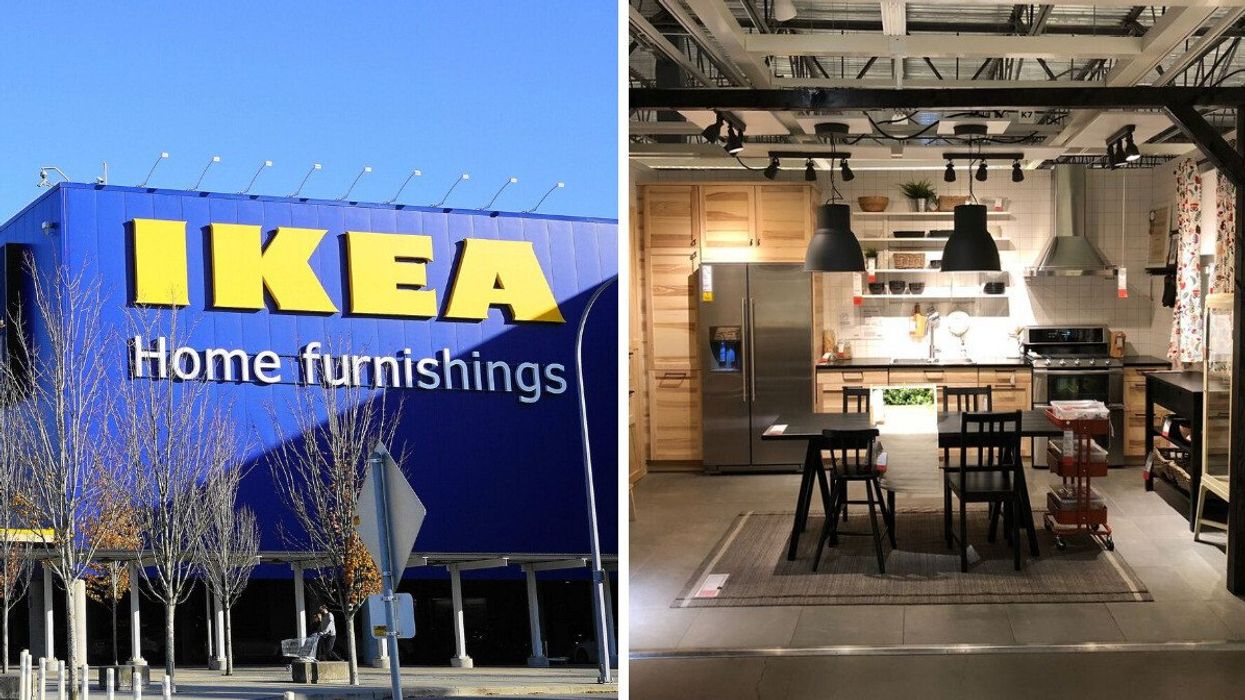 An IKEA storefront. Right: An IKEA in-store display.