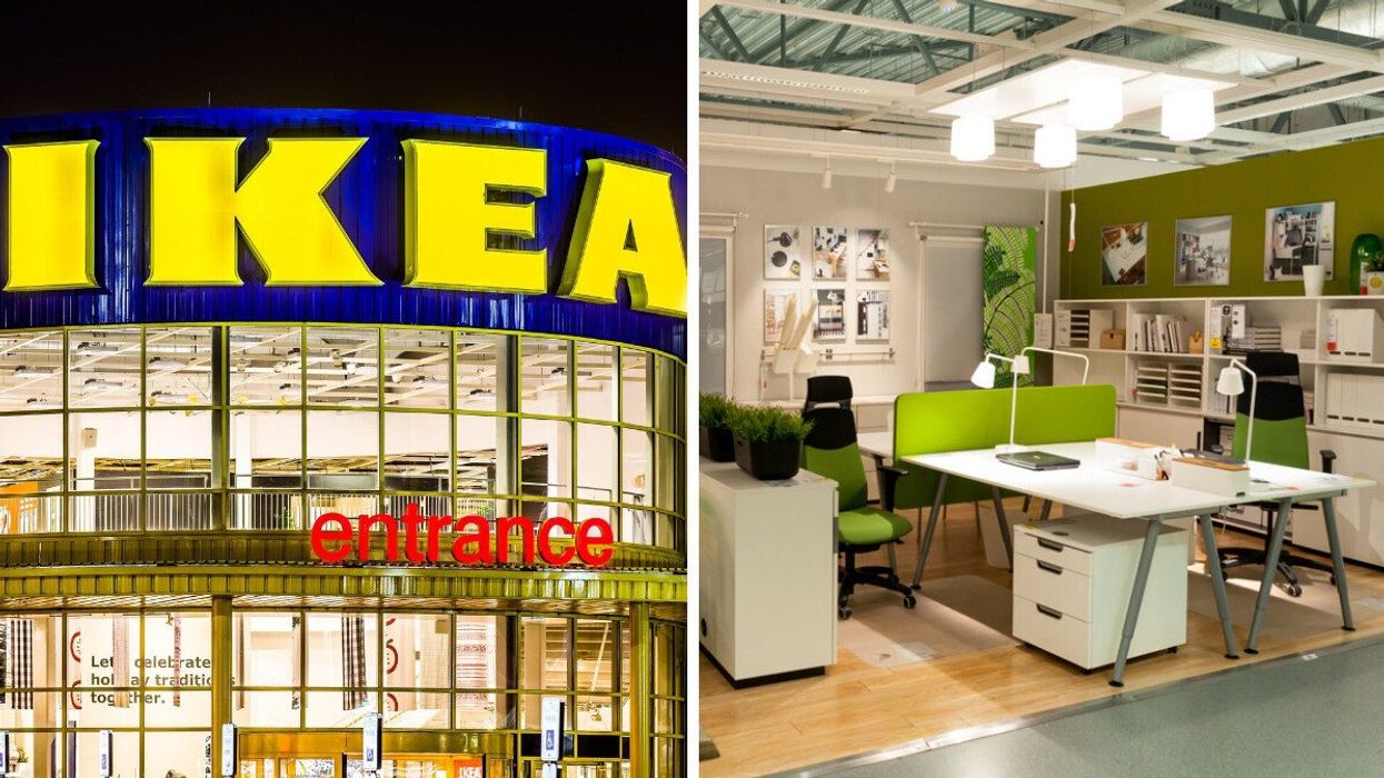 An IKEA storefront. Right: An IKEA showroom.