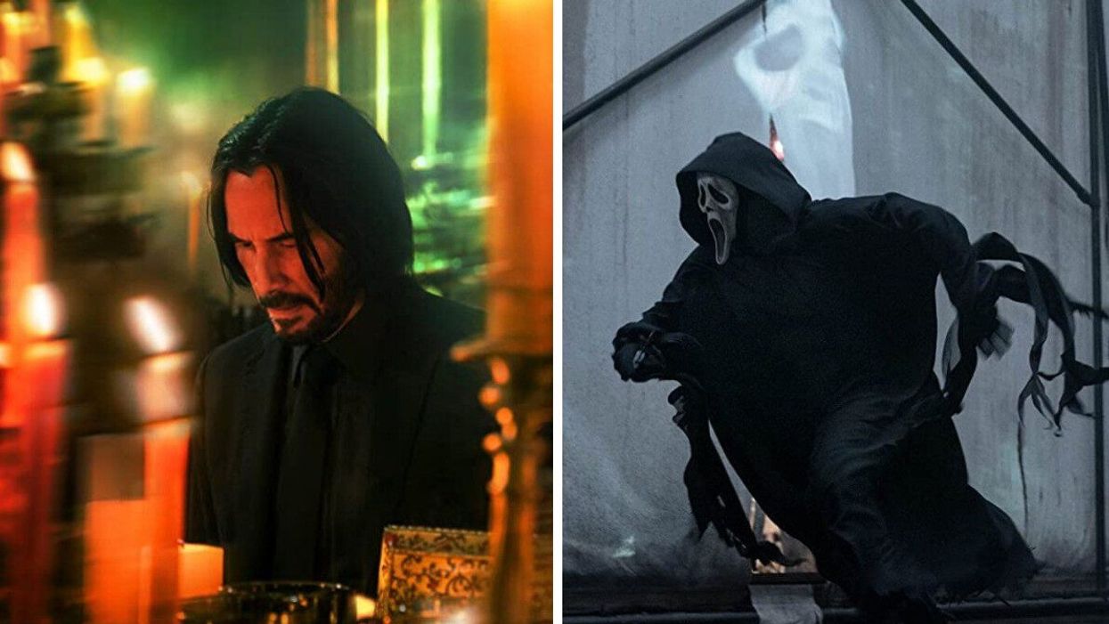 An image from John Wick: Chapter 4. Right: An image from Scream VI.