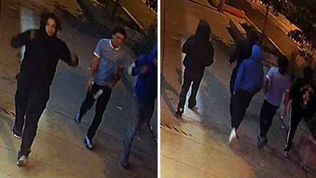 An image of the suspects. Right: An alternate photo of the group.