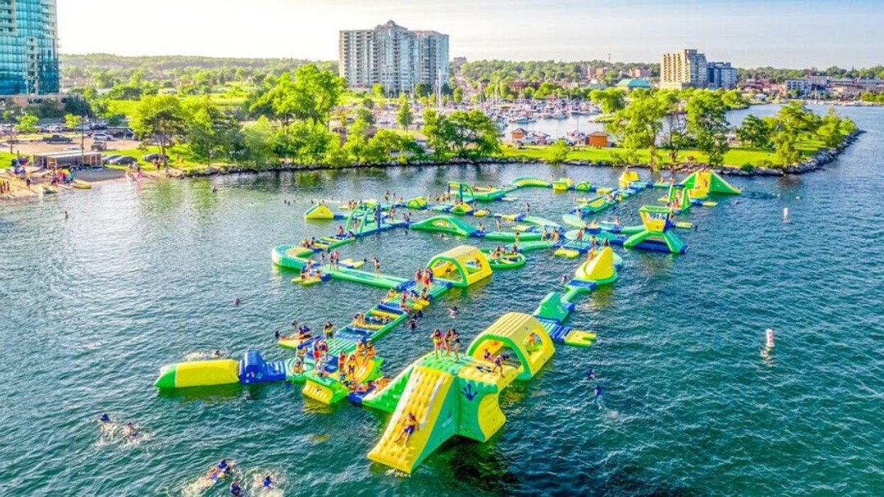 An inflatable water park in Ontario.