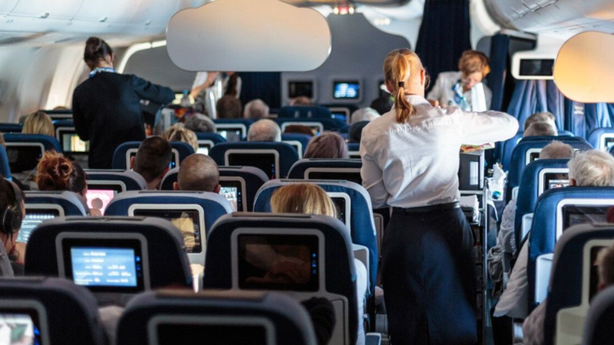 An interior of a plane.