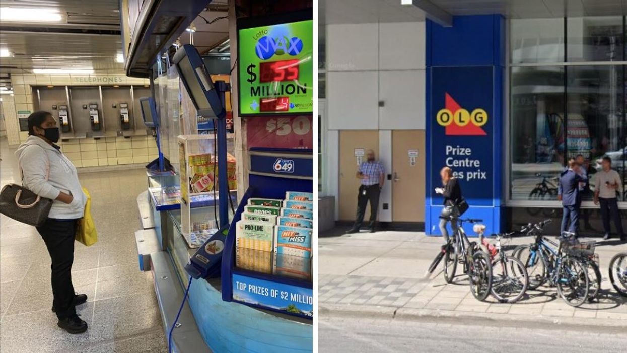 An OLG booth. Right: OLG Prize Centre