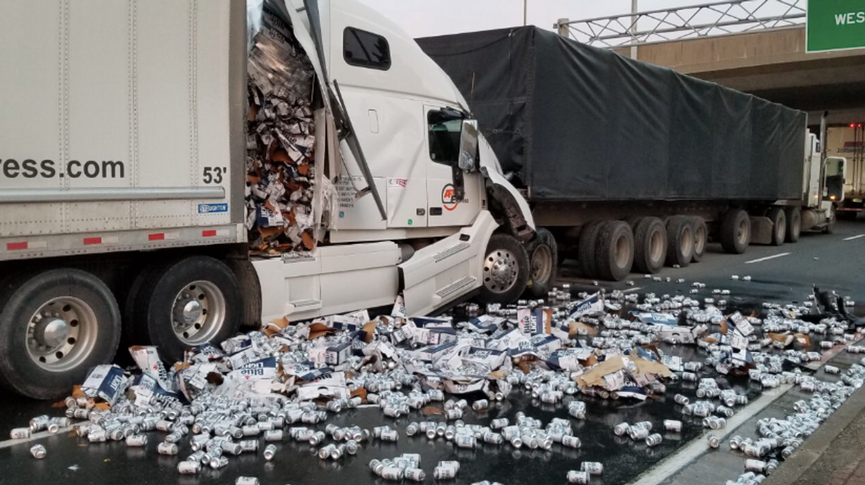 An Ontario Semi-Truck Flooded Highway 3 With Hundreds of Cans Of Beer (PHOTO)