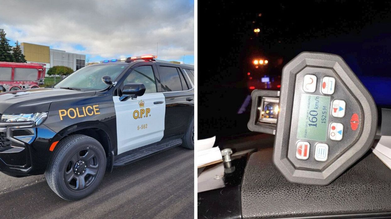 An OPP cruiser. Right: OPP clocked a driving going 160 km/h in a 90 km/h zone.