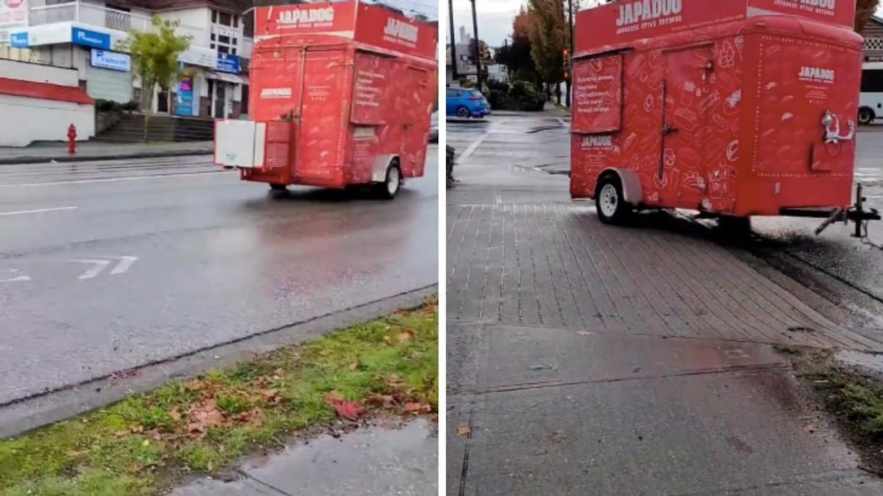 An Out-Of-Control Japadog Trailer Hurtles Towards A Busy Intersection In Vancouver (VIDEO)