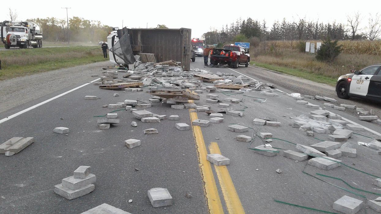 An Overloaded Truck Exploded Onto A Highway In Ontario & The Driver Was Charged (PHOTO)