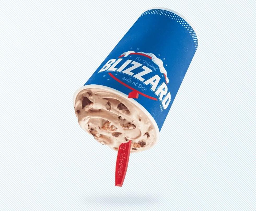 An upside down Snickers Blizzard.