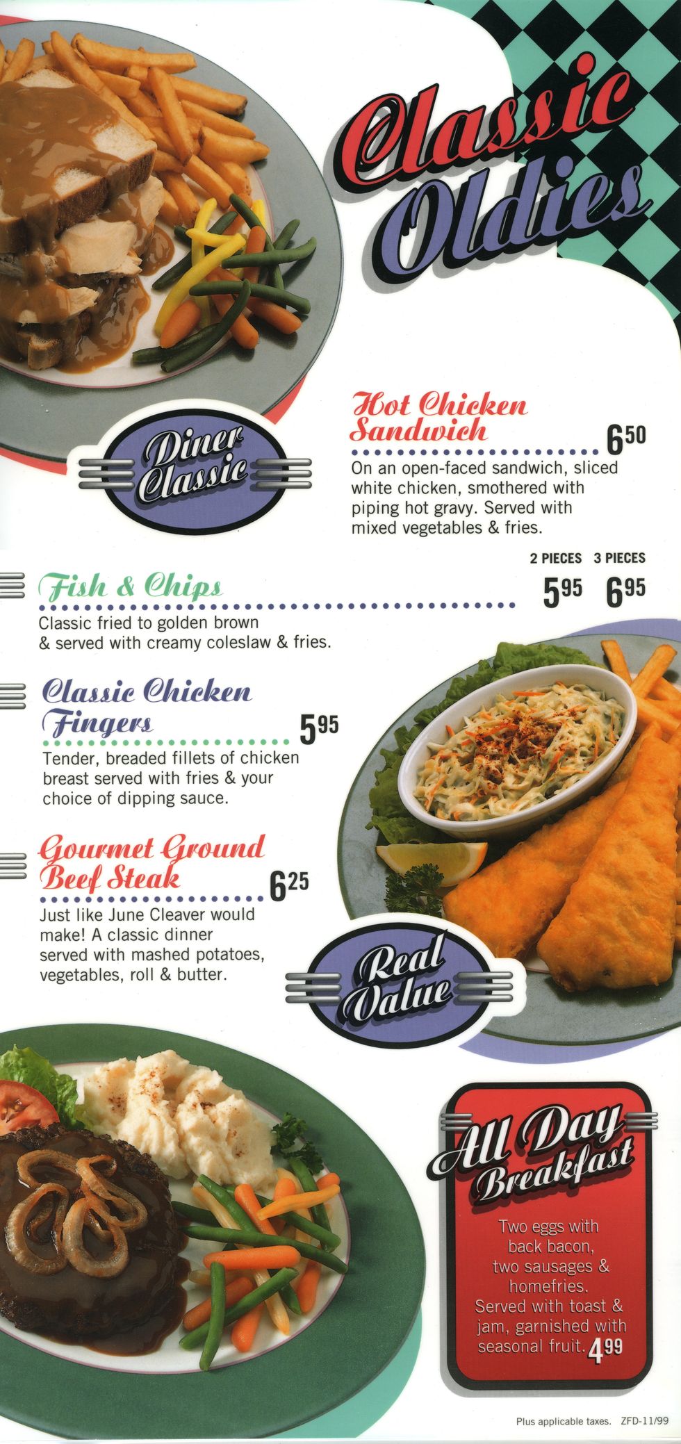 Ancien menu du Zellers.