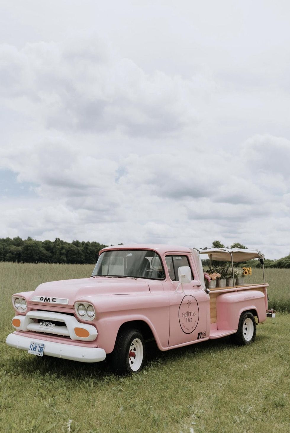 "Andie" the pink mobile flower truck doing pop-ups in Ontario.