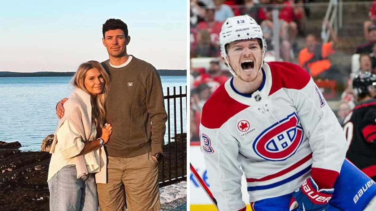 Angela et Carey Price. Droite : Cole Caufield des Canadiens de Montréal.