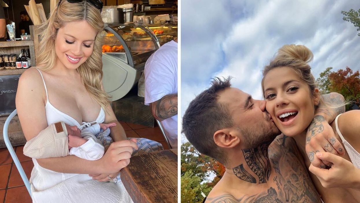 Anne-Catherine et son fils Harry. Droite : Anne-Catherine et son conjoint Cédrick.