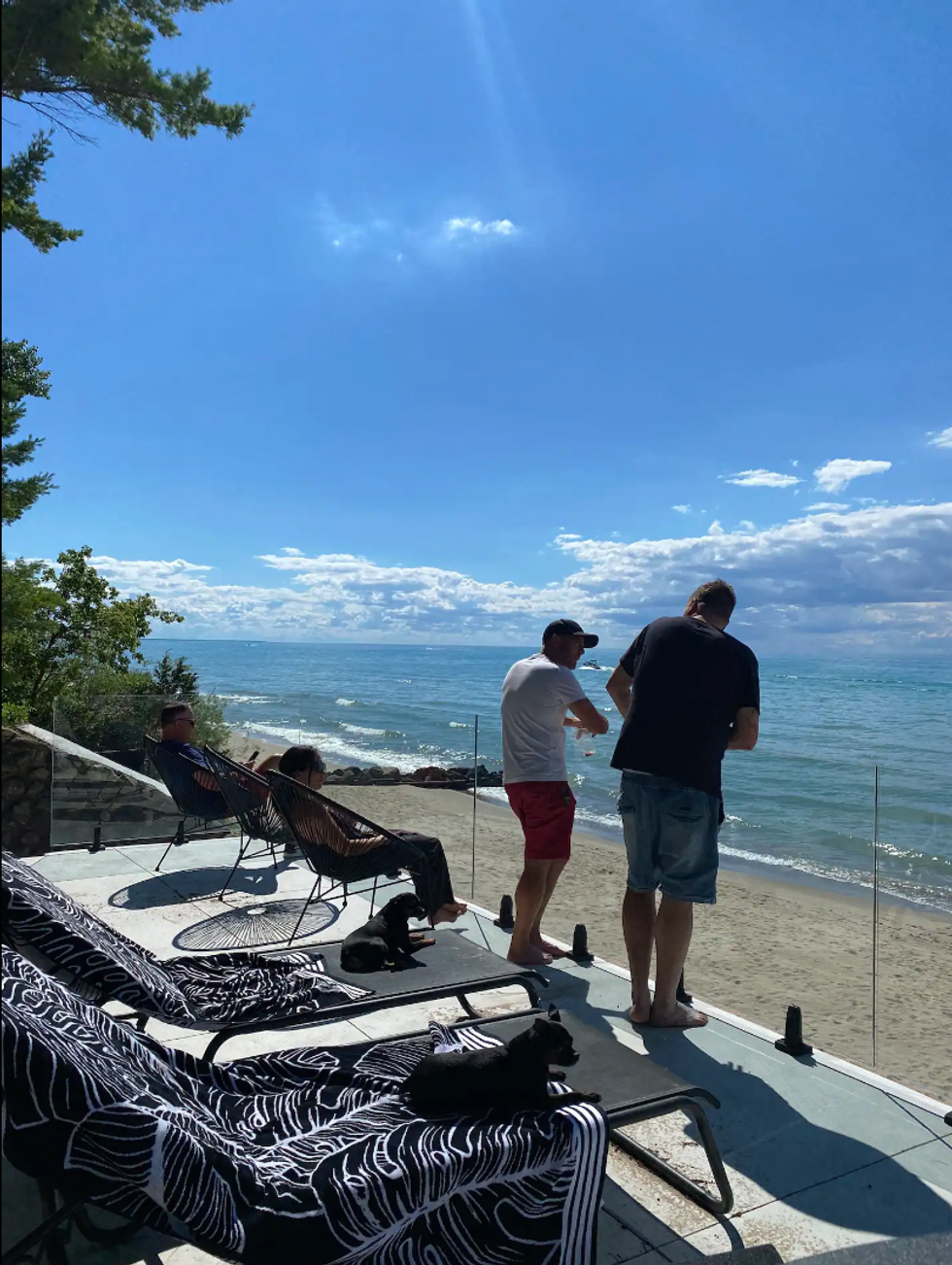 Another view of the three-level patio.