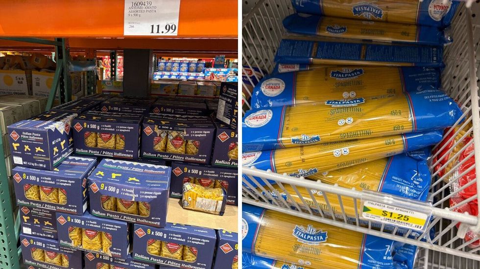 antonio amato pasta at costco. right: italpasta pasta at dollarama
