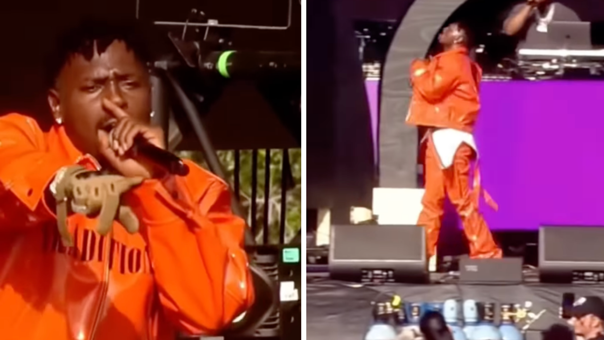 Antonio Brown at Rolling Loud in Miami. Right: Antonio Brown doing his dance at Rolling Loud in Miami.