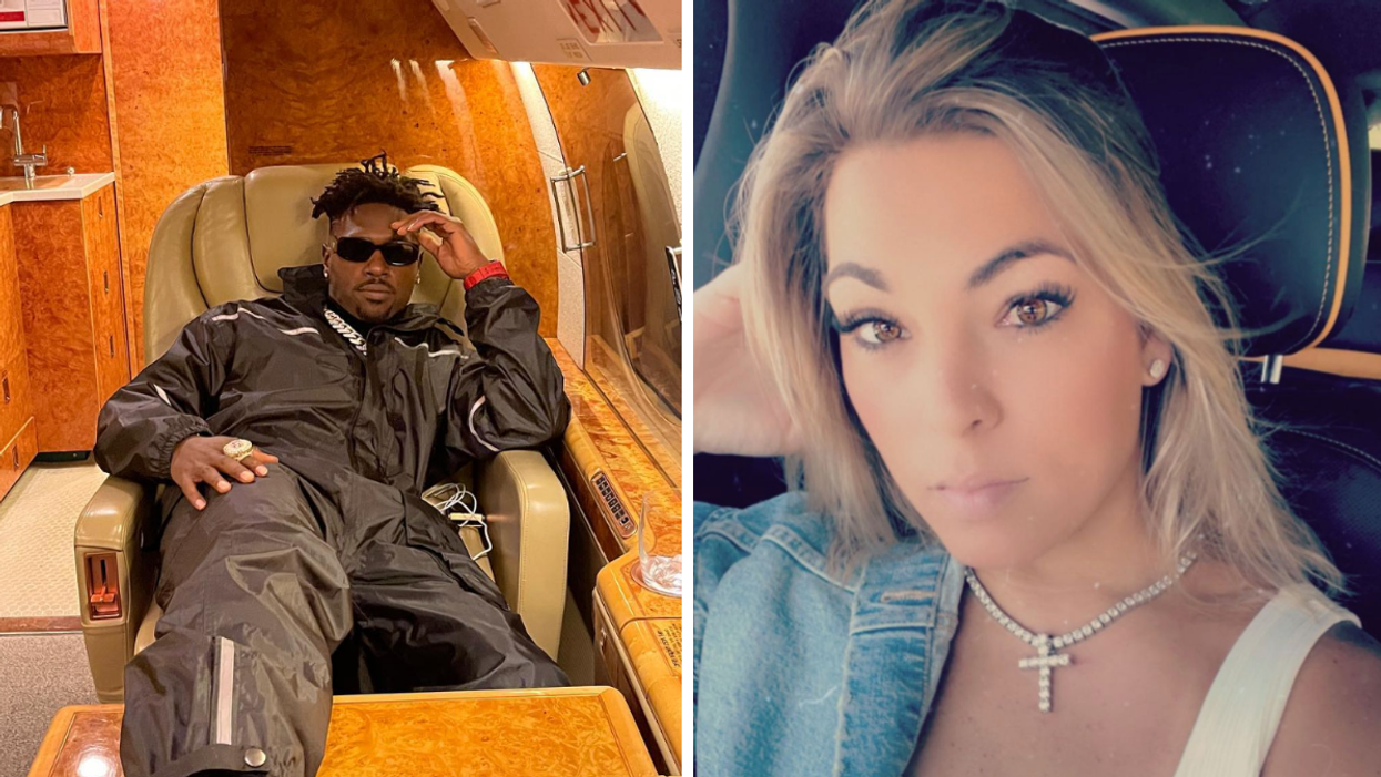Antonio Brown on a private jet. Right: Chelsie Kyriss.