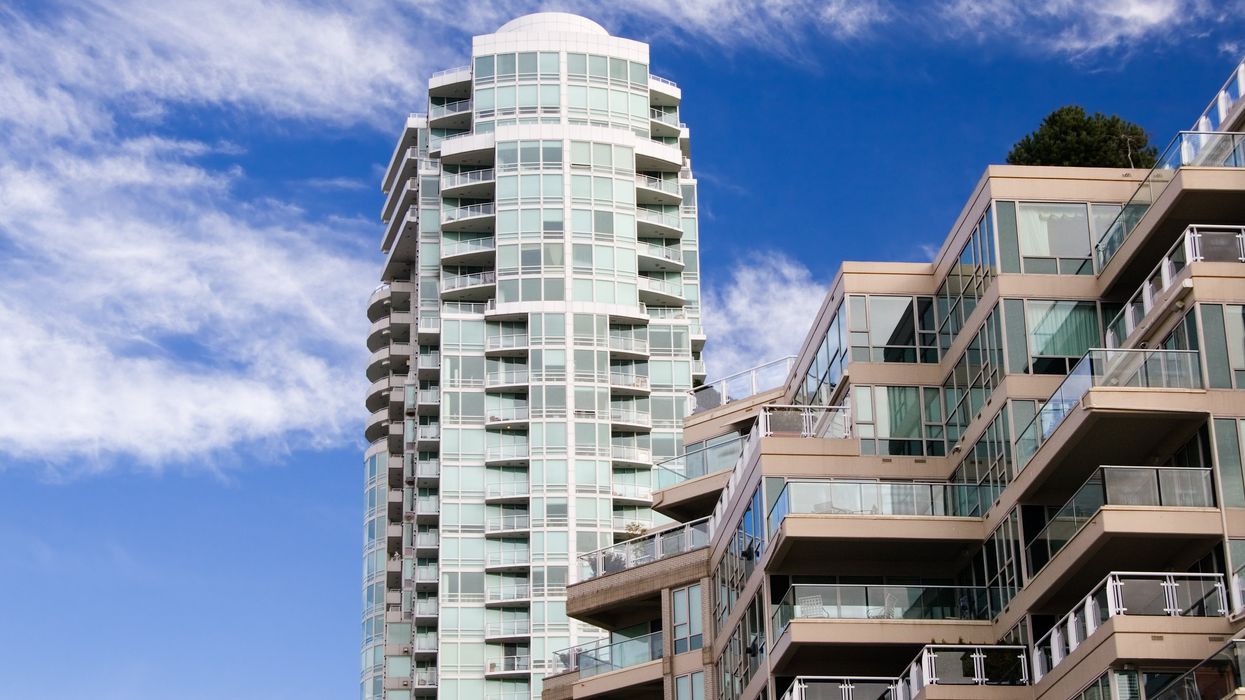 Apartment buildings.