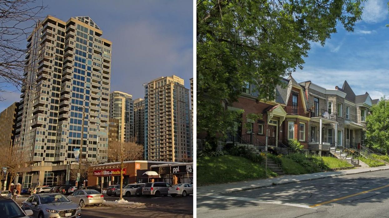 Apartments in Ottawa. Right: A street of houses in Montreal.