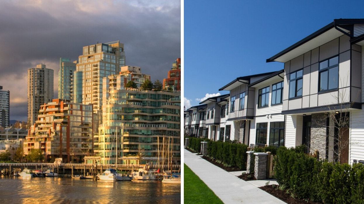Apartments in Vancouver. Right: A row of houses.