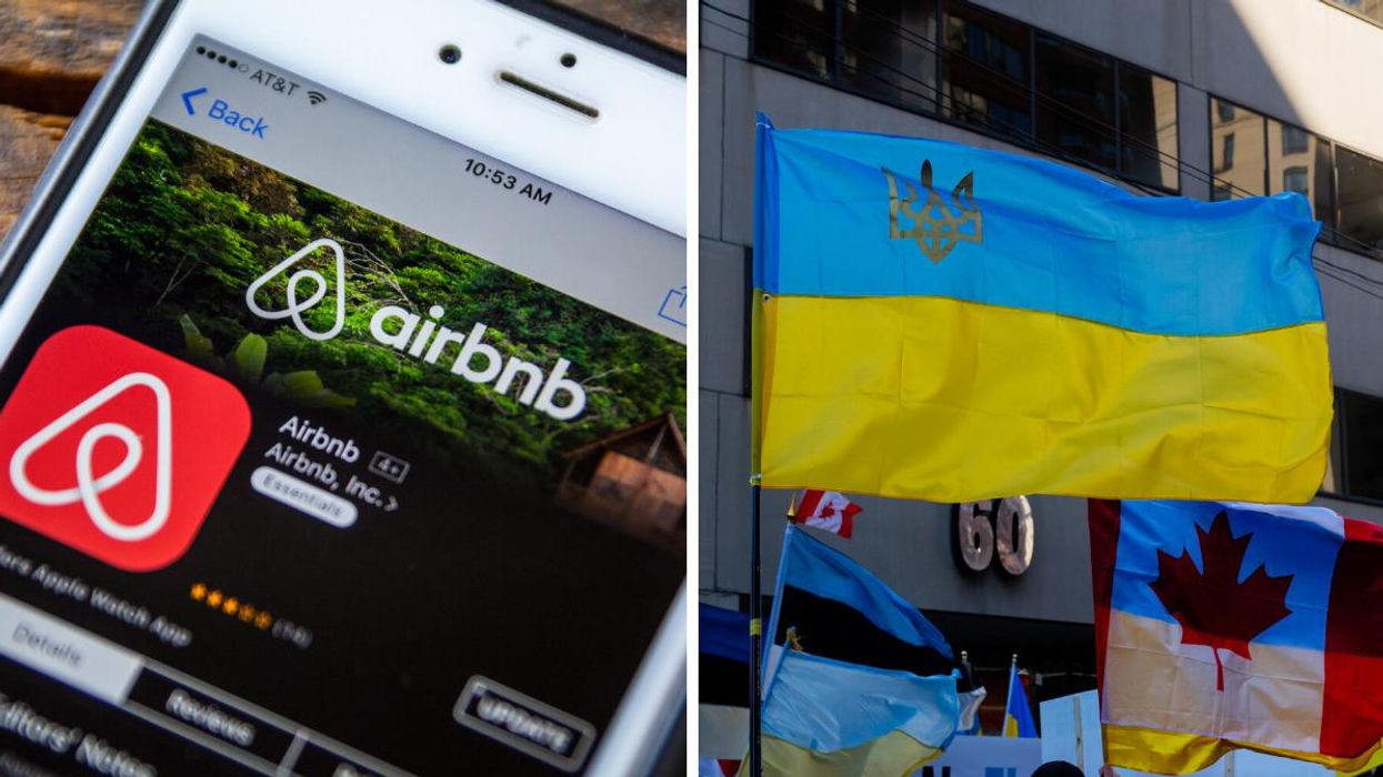 Application Airbnb. Droite : Drapeau Ukraine et Canada. 
