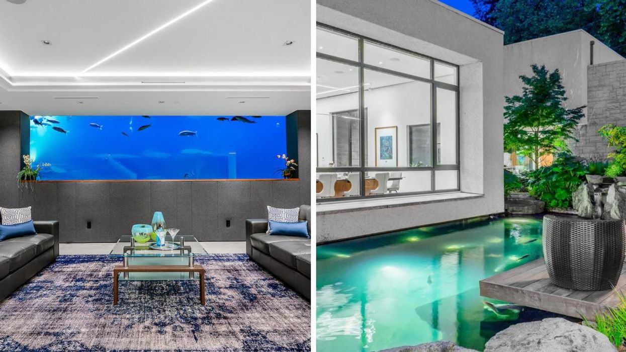 Aquarium in the home. Right: Koi pond outside the home.