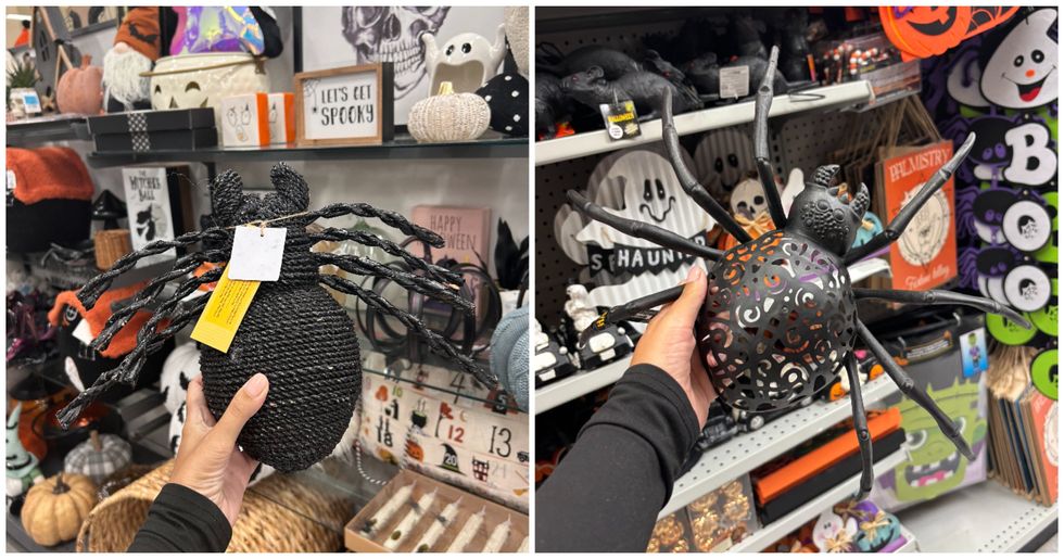 Araign\u00e9e d\u00e9corative noire cord\u00e9e. Droite : Araign\u00e9e d\u00e9corative noire avec d\u00e9coupes.