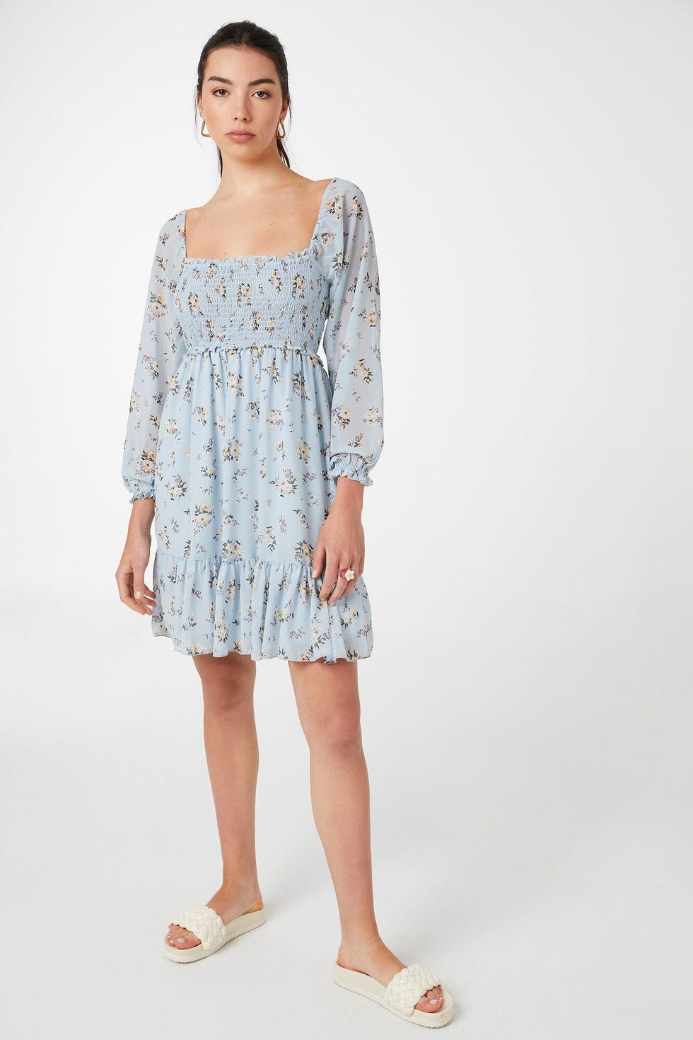 Ardene Floral Smocked Peasant Dress.