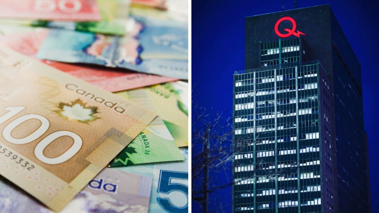 Argent canadien. Droite : Tour d'Hydro-Québec.