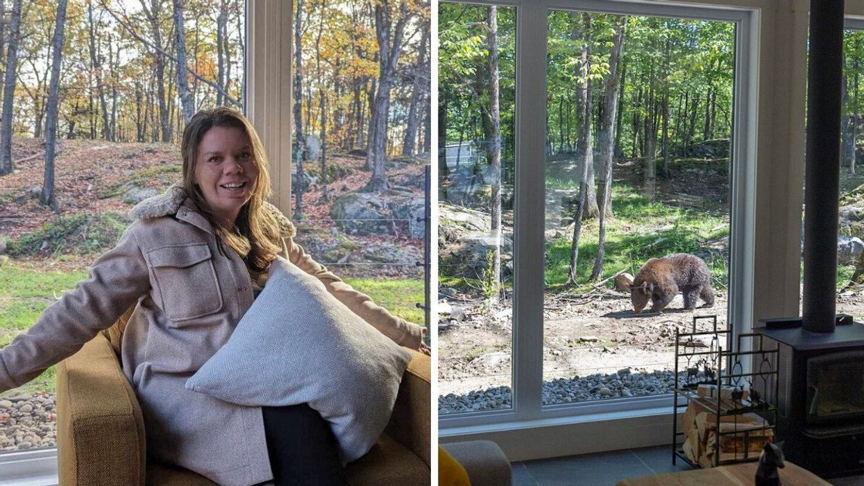 Ariane Fortin dans une Suite des loups et des ours au Parc Oméga.
