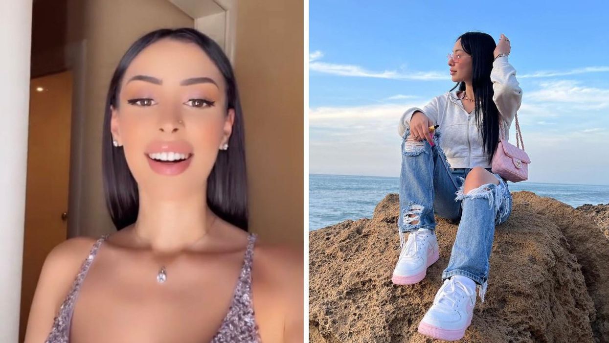 Arielle Aziane participe à Miss Europe Continental. Droite : Arielle de L'île de l'amour saison 1.