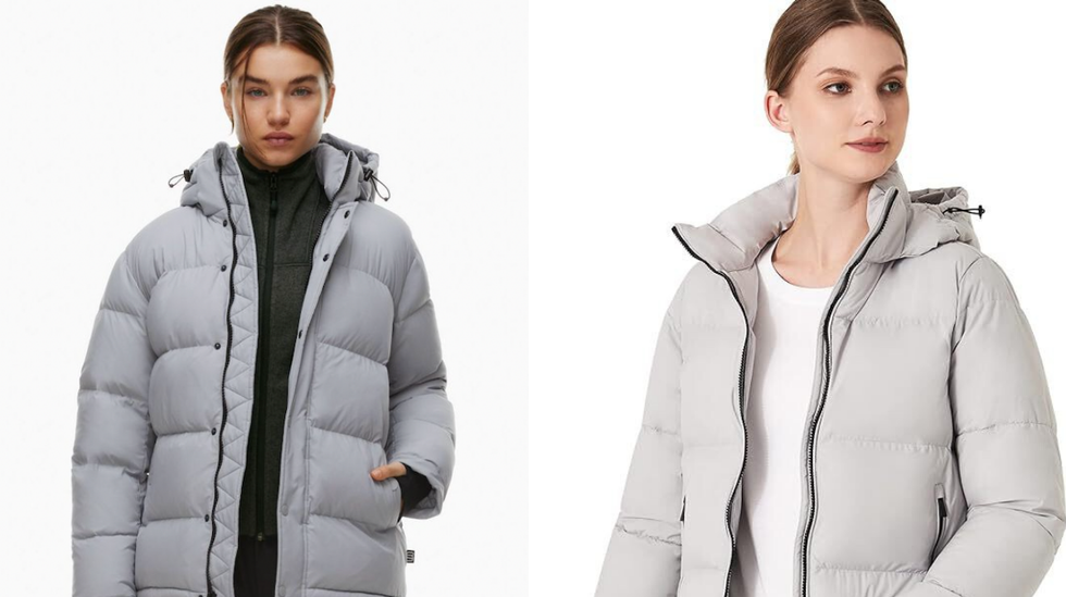 Aritzia's Super Puff. Right: A puffer coat from Amazon.