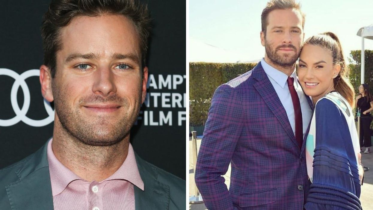 Armie Hammer. Right: Armie Hammer and his ex-wife Elizabeth Chamber.
