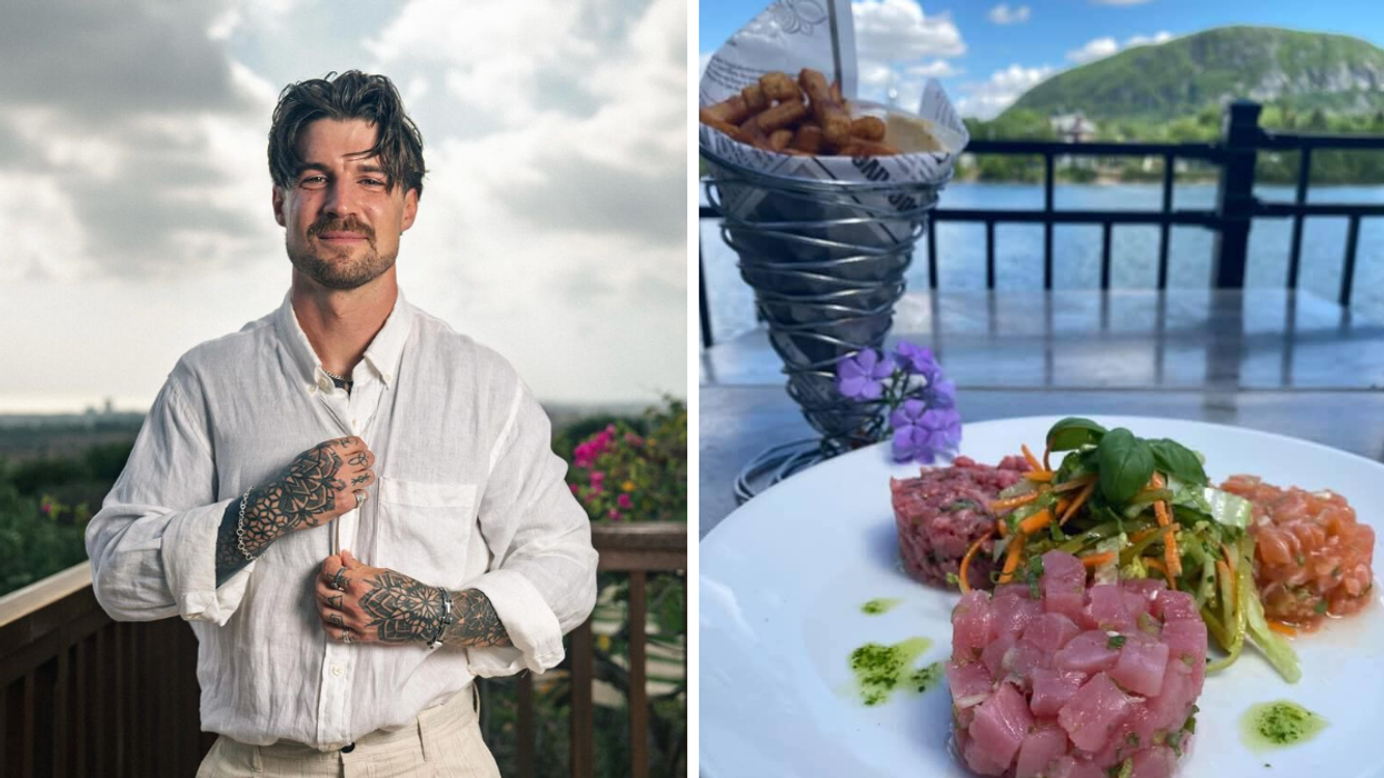 Arnaud d'Occupation Double Chypre. Droite : Un plat du Restaurant Janick.