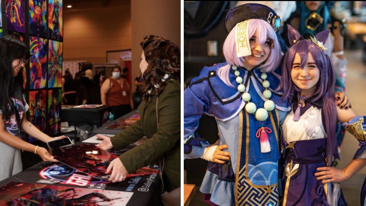 Artist Alley at Toronto Comicon. Right: Fans seen at Toronto Comicon
