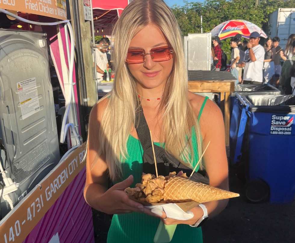Ashley Harris holding the Chiffle dish.