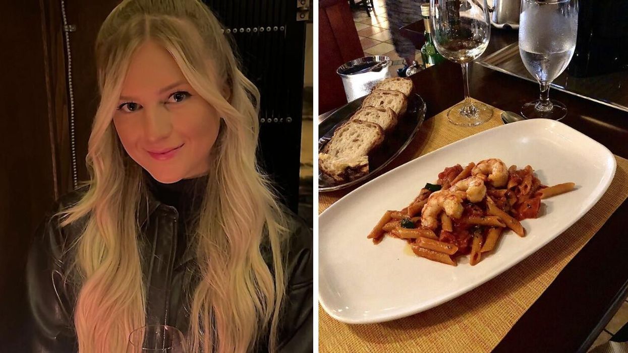 Ashley Harris. Right: Cioppino's Mediterranean Grill dish. 