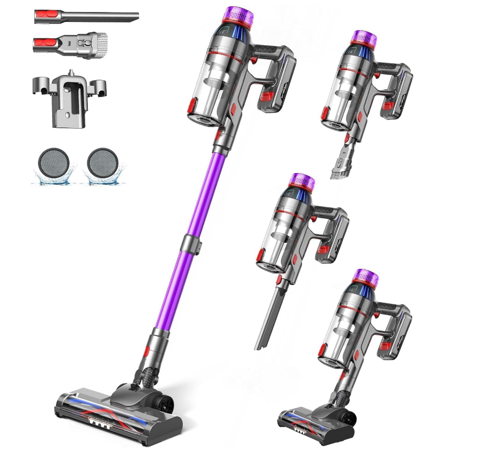 Aspirateur balai sans fil : 550 W, autonomie 55 min, filtre HEPA